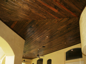 Stained Tongue and Groove Patio Ceiling